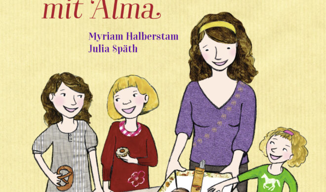 Cover, Myriam Halberstam, Lena feiert Pessach mit Alma, mit Illustrationen von Julia Späth, ISBN 978-3-945530-35-1